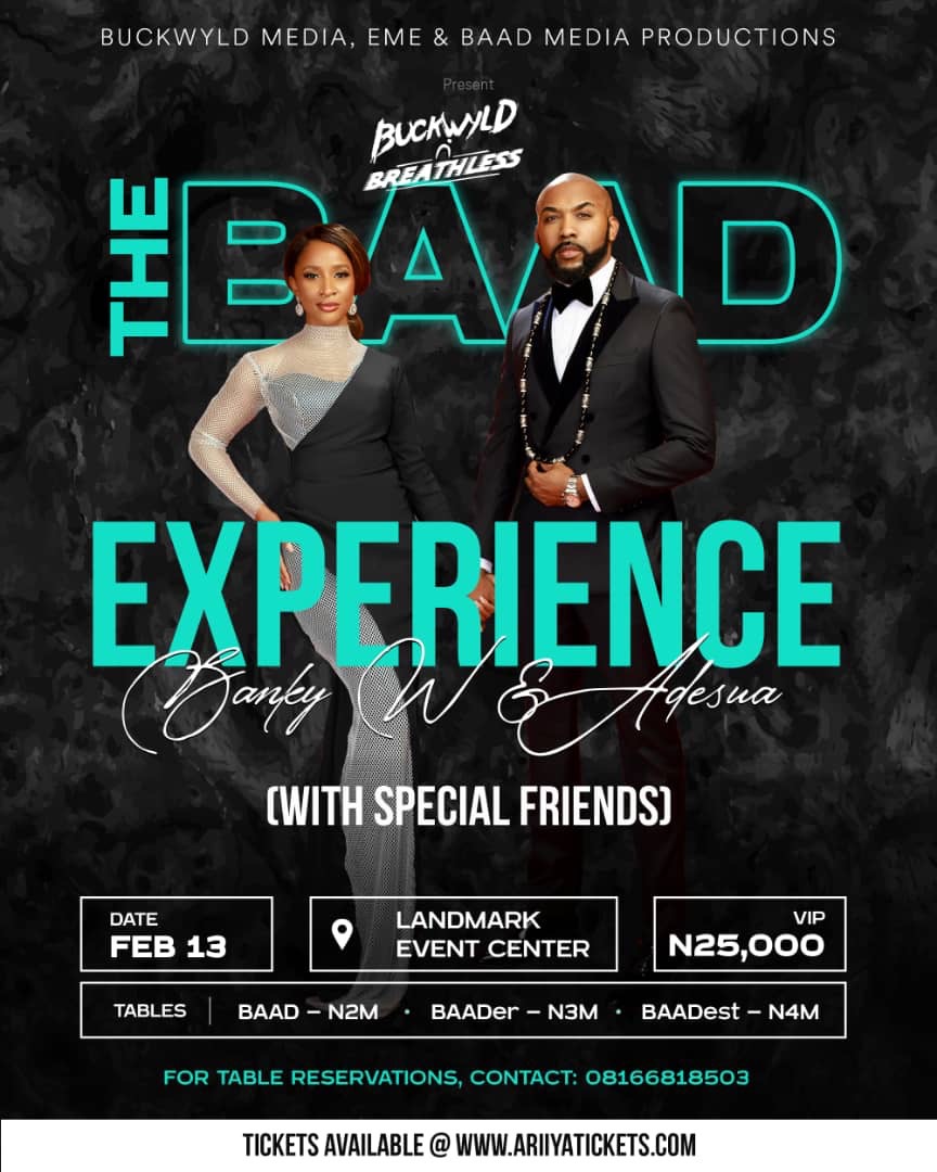 Banky W, Adesua to thrill lovers at St. Valentine’s Special