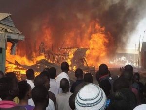 SAD: FIRE RAZED PLANK MARKET, MECHANIC VILLAGE IN MORICAS, AGEGE LAGOS-NIGERIA