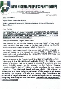Ogun: We authorised nobody to withdraw petition against Abiodun, APC, INEC – NNPP