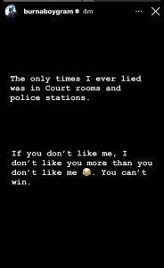 I lied in courts, police stations – Burna Boy