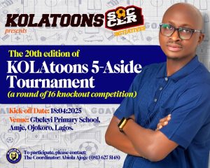 Omisore to kick off 20th KOLAtoons Soccer Tournament on April 18