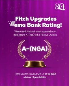 Wema Bank Secures Ratings Upgrade from Fitch and Global Credit Ratings