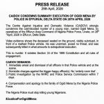 CAIDOV CONDEMNS SUMMARY EXECUTION OF OGIDI MENA BY POLICE IN EFFURUN, DELTA STATE ON 28TH APRIL 2026