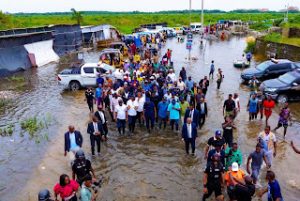 Governor Sanwo-Olu Visits Flooded Areas Of Lagos, As Economic Activities Grounds To A Halt