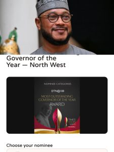 Click to Vote Zamfara State Governor, Dauda Lawal As ‘Outstanding Governor Of The Year’ North West For DTN@